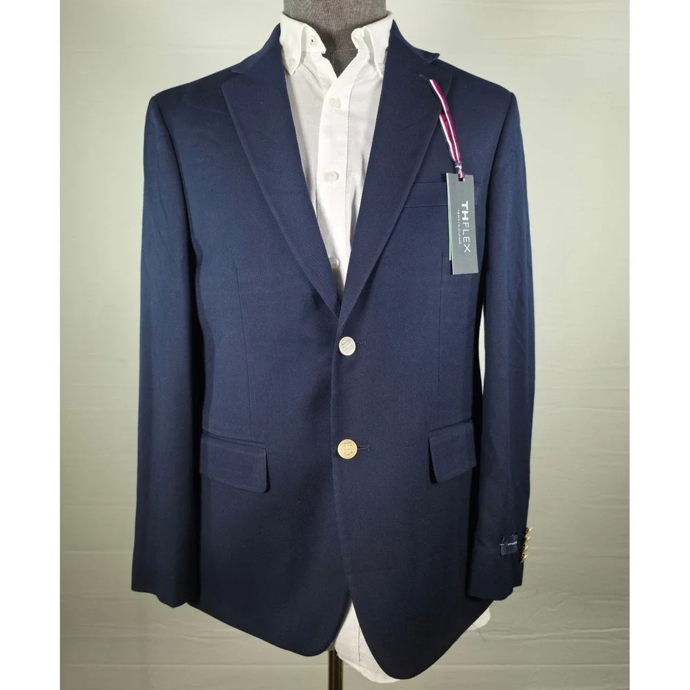 Tommy Hilfiger Mens Sport Coat Oswell THFlex Navy 40S Business Casual Blazer NWT